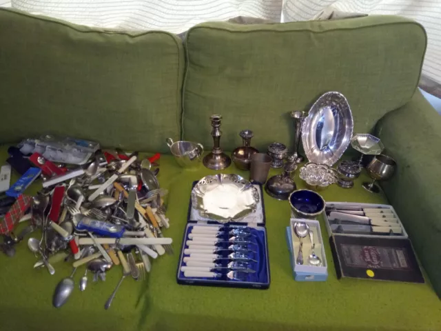 Vintage. Roughly 11 Kg Lot Of Silver Plated Items,Some Stainless Steel. 2