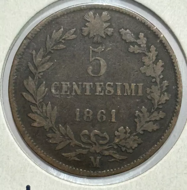 1861-M Italy 5 Centesimi - Victor Emmanuel II Coin