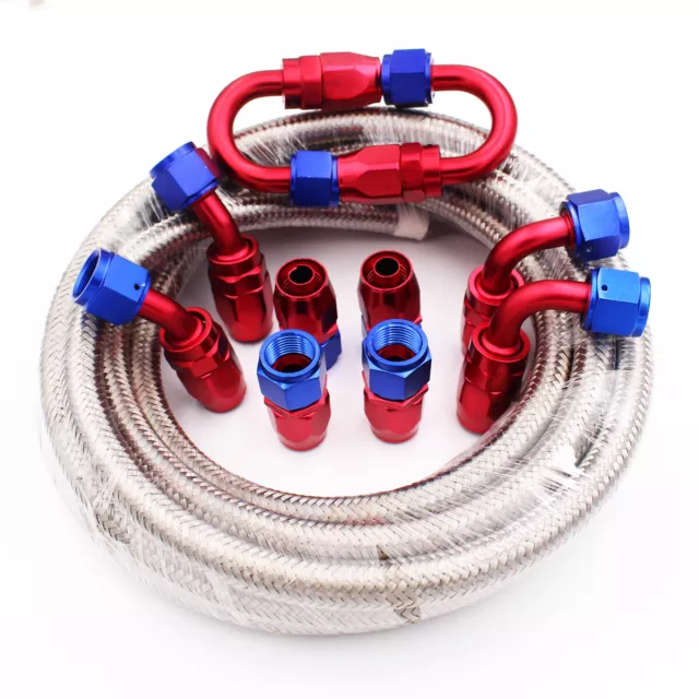 AN6 -6AN AN-6 5/16" 8MM Stainless Steel Braided Oil Fuel Hose Line Pipe 5 Metre