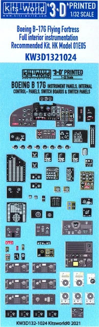 Kits World Decals 1/32 3D FULL INTERIOR INSTRUMENTATION B-17G FLYING FORTRESS #2