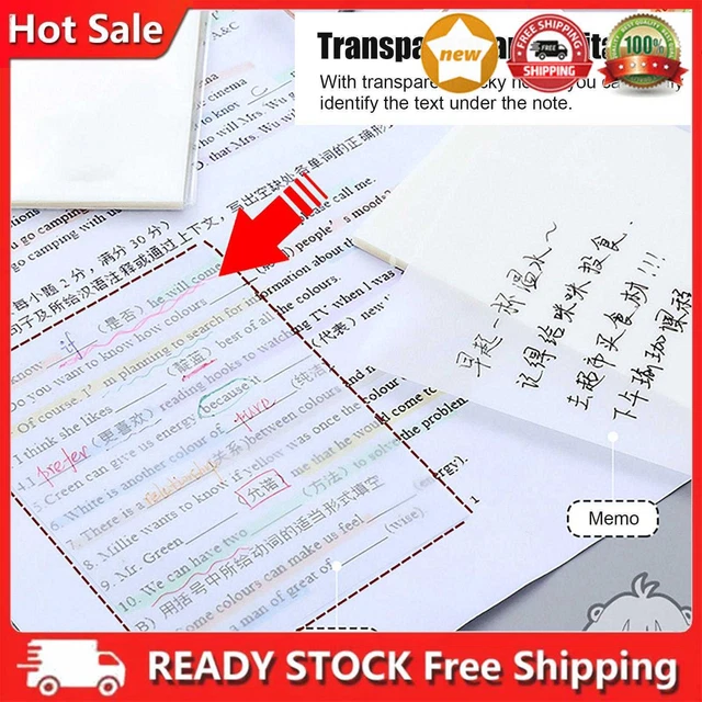 Transparent Sticky Notes - 50 Sheets Per Pad Clear Self-Sticky Annotation Tabs