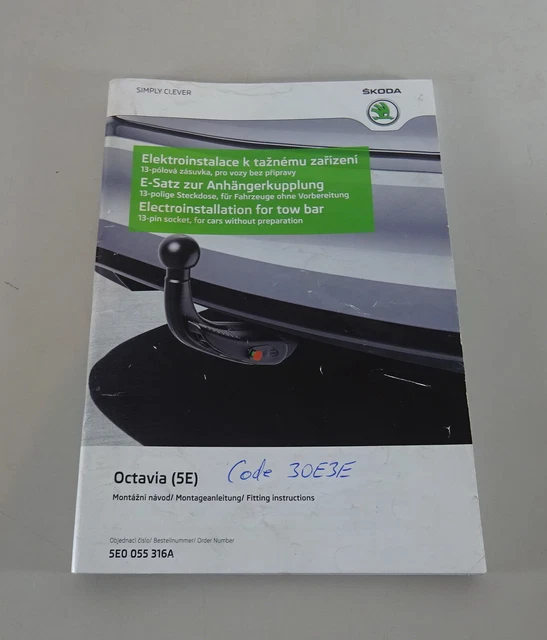 Gancio di traino fisso per Skoda Octavia 5E5 5E6 III SW 2013-2020 + kit el. 7p