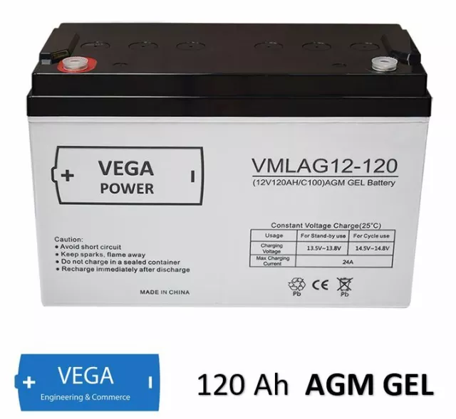 12V 120Ah AGM GEL Batterie Akku USV Solarbatterie Wohnmobil Boot Caravan C100