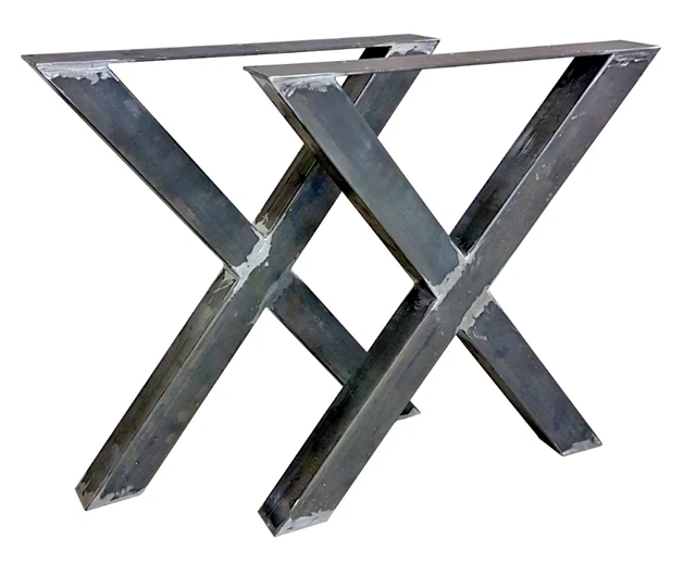 Pieds De Table Acier Noirs Style Industriel - Lot De 2, Hauteur 72cm