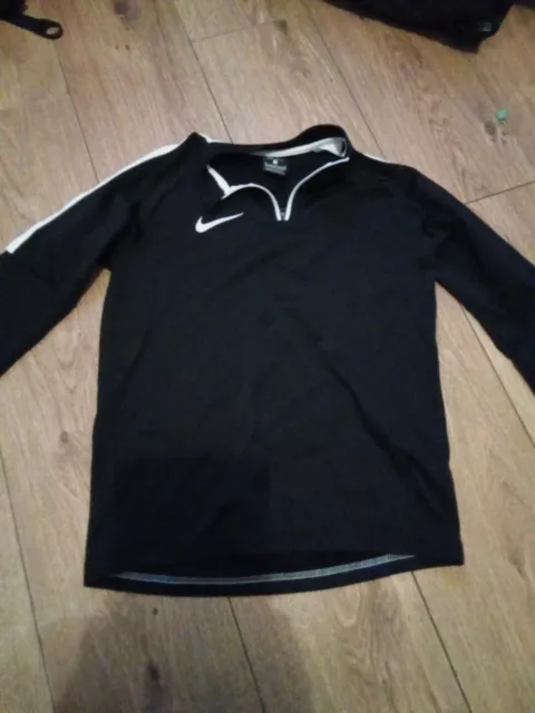 Top da pista Nike Drifit ragazzo nero con cerniera a maniche lunghe con cerniera - Taglia M età 10-12 anni