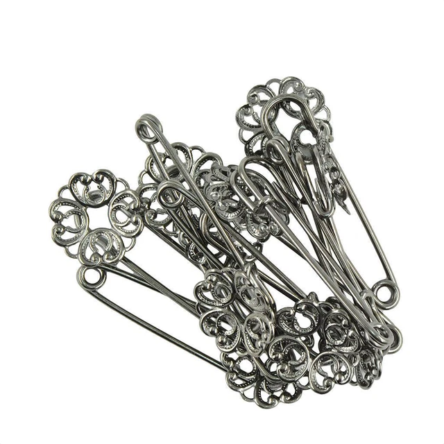 10  Filigrane Hohle Blume Herz DIY Brosche Hijab Pins Schmuck Schwarz