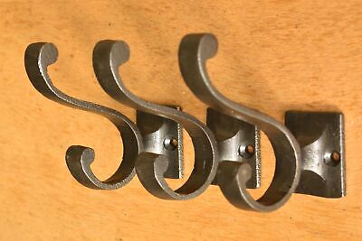 Three Lovely Classic Antique Style Cast Iron Double Coat Hook Hanger R16