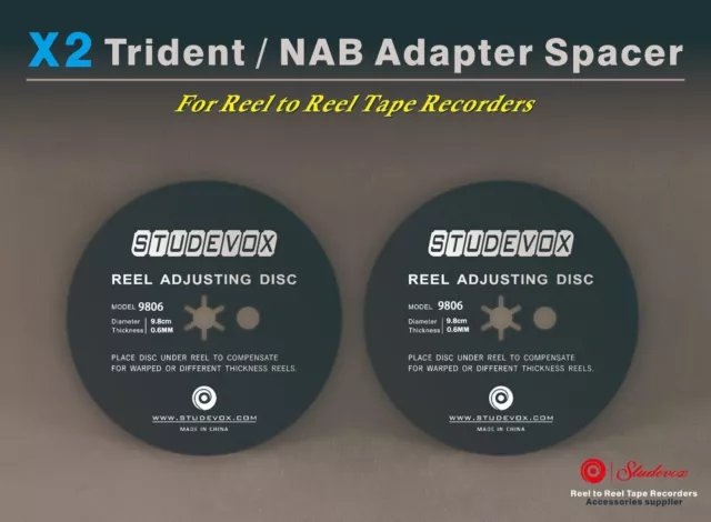 🗽 2 x Trident / NAB Adapter 0.6 mm Spacer For Reel to Reel Tape  Recorders