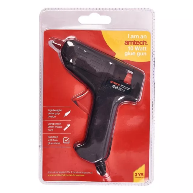 Mini pistola de pegamento eléctrica Amtech fundida caliente con palos de pegamento adhesivo hobby artesanía hágalo usted mismo 3