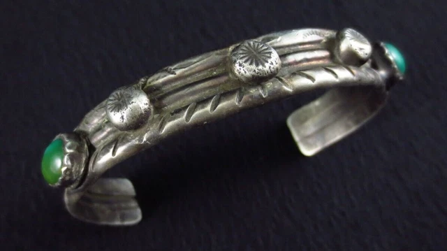 Antique Navajo Bracelet - Coin Silver Ingot and Turquoise Antique Navajo Bracelet - Coin Silver Ingot and Turquoise