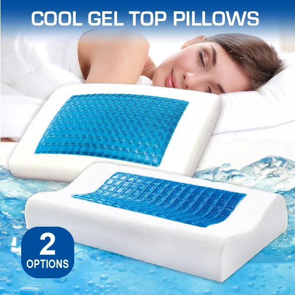 Deluxe Memory Foam Pillow with Cooling Gel Top & Zipper Cover-Flat&Curve Shaped