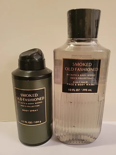 Juego de 2 artículos: ""Smoked Old Fashioned"" colección para hombre 3 en 1 lavado corporal y spray corporal