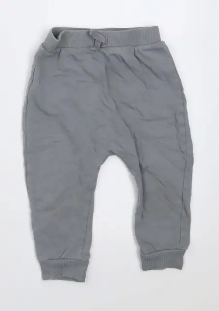 George Boys Grey Cotton Jogger Trousers Size 12-18 Months Tie