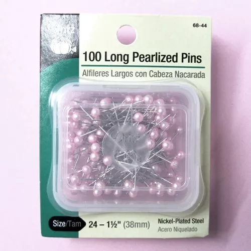 Dritz Long Pearlized Pins, Size 24 - 1-1/2" (38mm) Pink Ball Head Pins - 100 PK