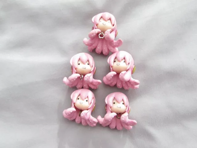 Lot of 5 Tako Luka Drooling Face Character Charm Figure Mascot Megurine Luka