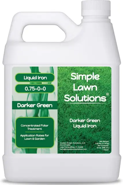 Simple Lawn Solutions - Liquid Iron Fertilizer Darker Green - Chelated - Green