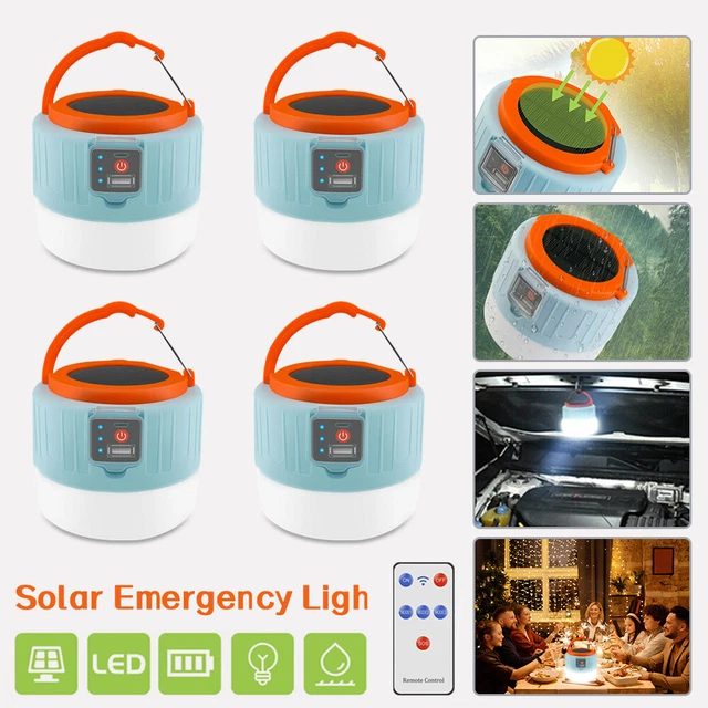 USB Rechargeable Solar LED Camping Light Lantern Hiking Tent Bulb Lamp Outdoor