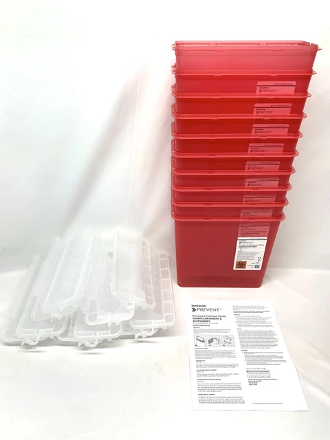 McKesson Prevent Sharps Container 5 Quart 10.75"Hx10.5"Wx4.75"D 2262 Box of 10