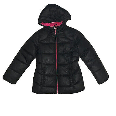 Wonder Nation Jacket Girl’s Medium (7-8) Black Full Zip Hooded Fleece Lined Ski