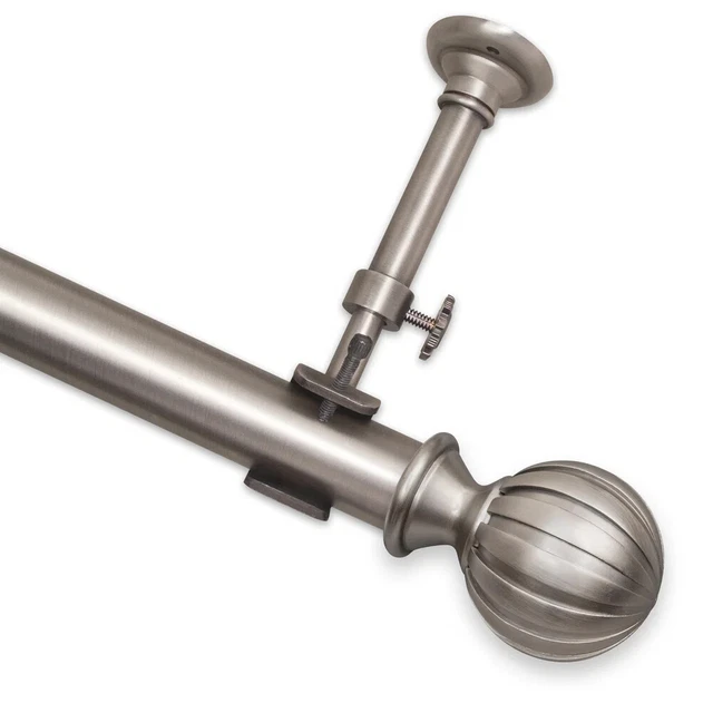 Pinnacle Optima Ball Curtain Rod Collection  16" up to 240" - Brushed Pewter