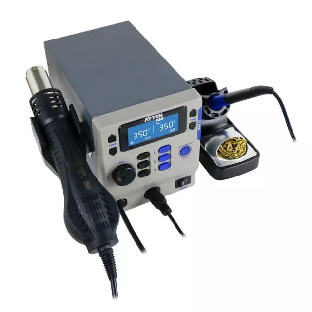 Dual Channel Soldering / Hot Air Rework Station Solder Iron Atten ST-8802