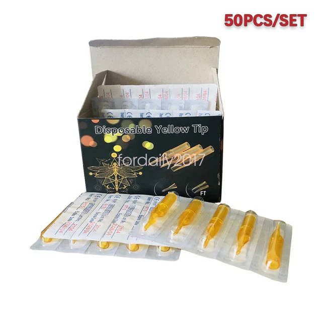 50 piezas Oro Amarillo Plástico Estéril Desechable Boquilla Aguja Puntas de Tubo RT FT