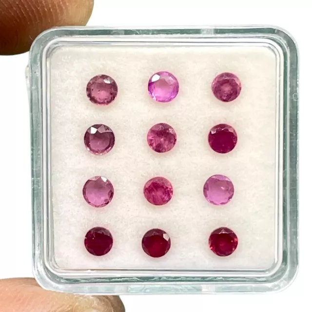 12 Pcs Natural Ruby 3mm Round Cut Dazzling Red Loose Gemstones Lot 1.94 Cts