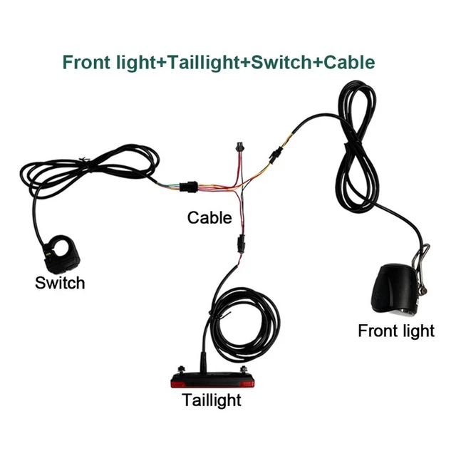 Kit éclairage Complet Pour Vélo électrique 24-48V – Phare + Feu Stop + Clignotants + Klaxon – Interrupteur Intégré, Installation Facile – Noir/orange, ABS LED