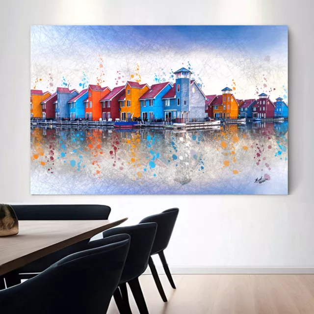 Leinwand Bild Landschaft Stägte Abstrakt Wandbilder XXL Wohnzimmer Modern 1405