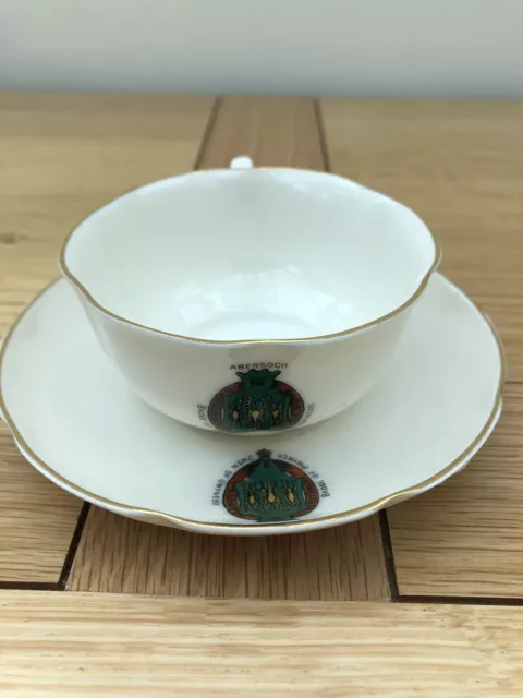 W H Goss Crested China Melon Cup and Saucer - Crest for Abersoch
