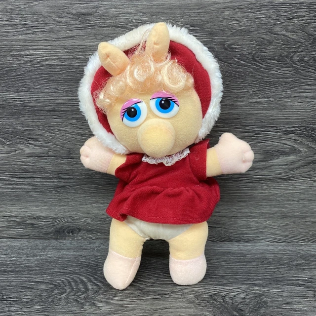 Vintage 1987 Muppets Baby Miss Piggy Plush 12" Christmas Stuffed Toy Doll