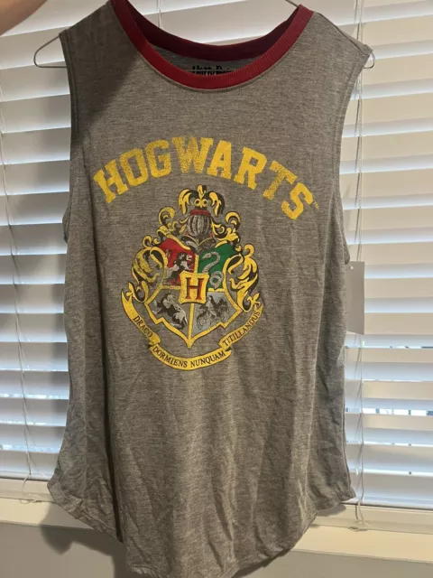 NWT Harry Potter Hogwarts Crest Womens  Juniors Tank Shirt Grey Gray L