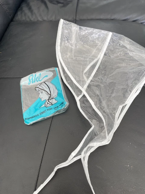 Capuche De Pluie Transparente PECAM Vintage – Années 60 – Neuf Sous Blister – Unisexe