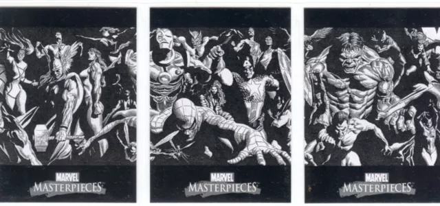 Marvel Masterpieces 2007 Complete Alex Ross Boxtopper Splash Chase Card Set #1-3
