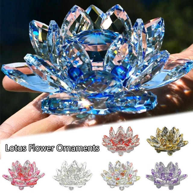 Lotus Flower Decor Glass Craft Glass Miniature Crystal Lotus Flower Figurine