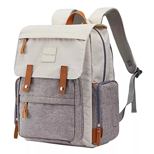 Diaper Bag Backpack  Large Multifunction Travel Baby Bag for Mom Dad Cream White