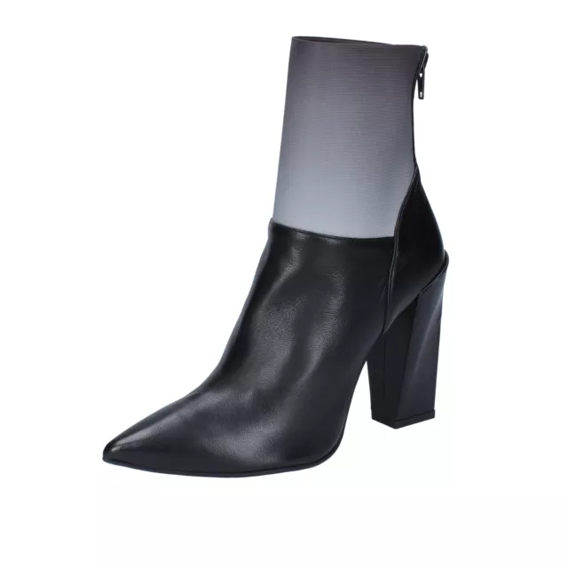 Chaussures Femme GIANNI MARRA 36,5 Ue Bottines Noir Cuir Gris Pour By766-36,5