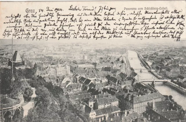 AK-Graz-Panorama vom Schloßberg-Castell-1904