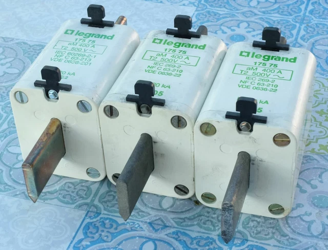 3X Legrand 0 175 75 Cartouche à couteau 400A type aM taille 2 500V Lot de 3 3