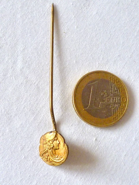 épingle à cravate en plaqué or ART NOUVEAU vers 1900 gui mistletoe tie