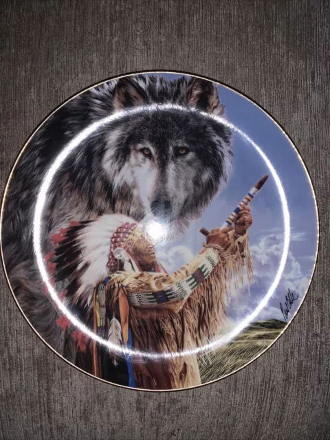 Franklin Mint Heirloom Summoning Of The Wolf Spirit By P Calle Plate No. 9a7007