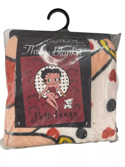 Betty Boop "Silhouettes" Coral 50x60 Super Plush Polyester Fleece Throw Blanket
