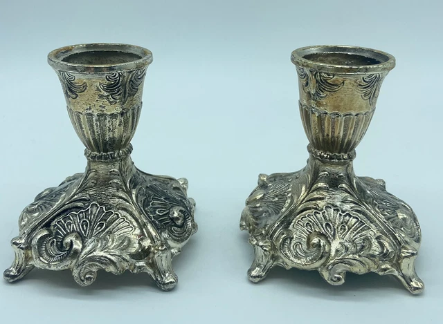 Vintage Ornate Candlestick Holders Taper Candle Japan 1960s Tarnish Resistant