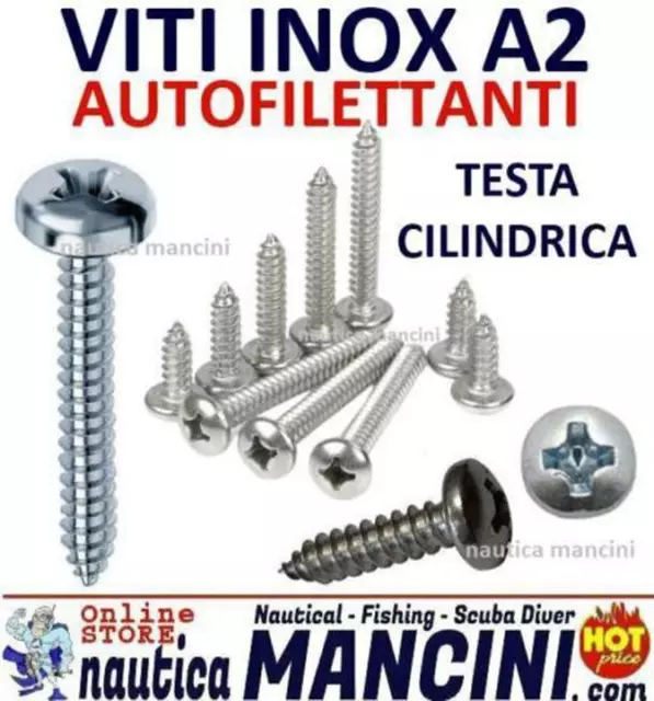 Viti Autofilettanti Acciaio Inox Testa Piana Cilindrica Ø 3 3,5 4 4,2 4,8 5,5 6