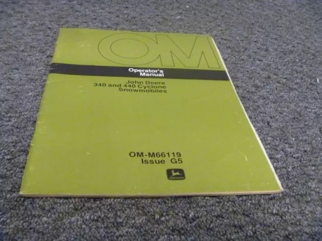 John Deere 340 440 Cyclone Snowmobile Owner Operator Maintenance Manual OMM66119