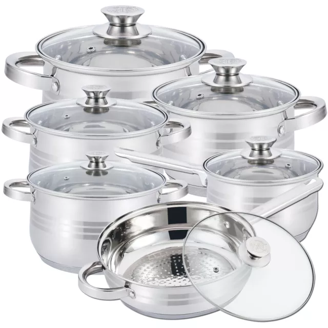 Batterie de Cuisine 12 Pieces en Acier Inoxydable