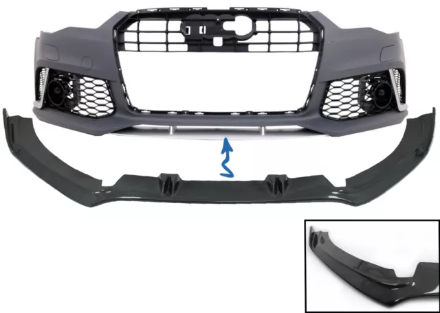 Pare-chocs avant Add-On spoiler Lip pour Audi A6 C7 4G RS6 2011-2018 Carbon