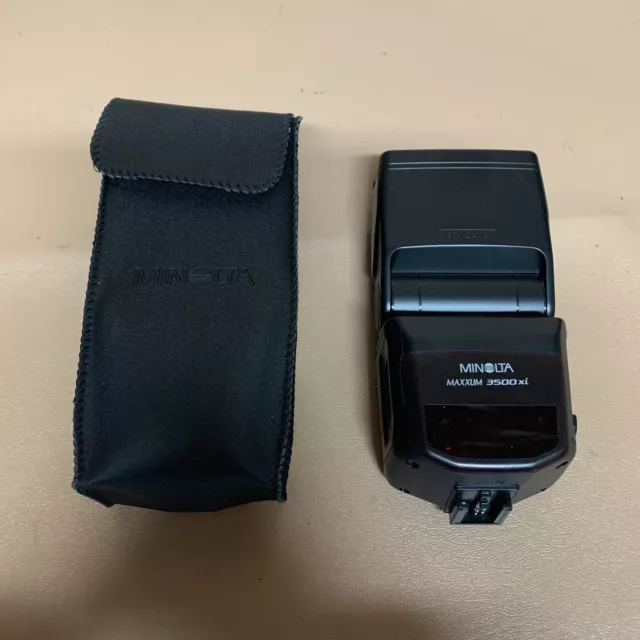 Minolta Maxxum 3500xi Shoe Mount Bounce Flash for Film Cameras W/ Case