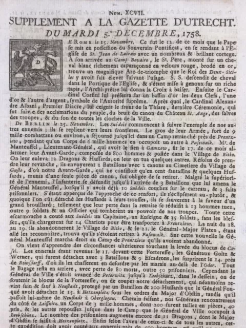 Dresden Bataille de Dresde 1758 Pasewak Pomeranie Cosel Pesterwitz Suède Werner 2