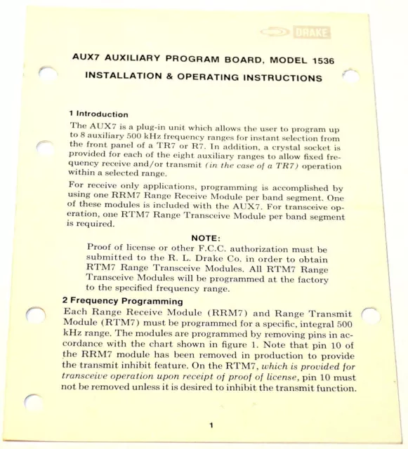 Original Drake R7 / Tr7 Aux-7 Installation + Programming Instructions - 8 Sided